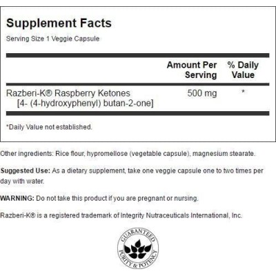 Maximum Strength Razberi-K 500 мг 60 веге капсули | Swanson  Срещу натрупаните излишни килограми Регулира апетита За постигане на идеална фигура и тегло Малинови Кетони Максимална Сила на капсули е на Maximum Strength Razberi-K 500 мг 60 веге капсули | Sw