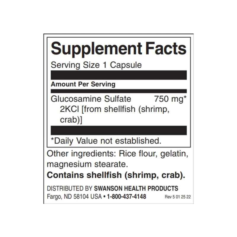 Mega Glucosamine 750 мг 120 капсули | Swanson Mega Glucosamine 750 мг 120 капсули | Swanson