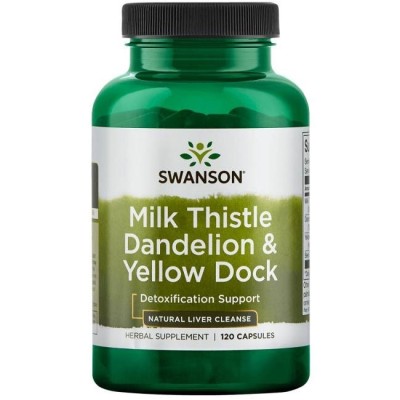 Milk Thistle, Dandelion & Yellow Dock 120 капсули | Swanson За детоскикация на организма Подкрепя здравето на черния Ви дроб Мощен антиоксидант Подпомага имунната система  Бял Трън, Глухарче и Milk Thistle, Dandelion & Yellow Dock 120 капсули | Sw