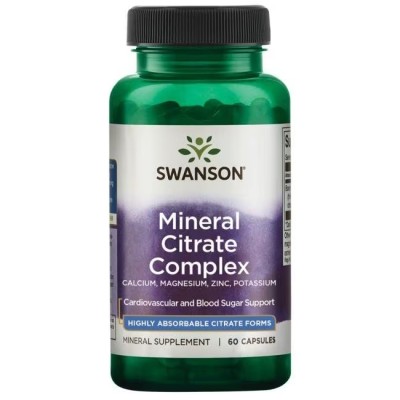 Mineral Citrate Complex - Calcium, Magnesium, Zinc, Potassium 60 капсули | Swanson Mineral Citrate Complex - Calcium, Magnesium, Zinc, Potassium 60 капсули | Swanson