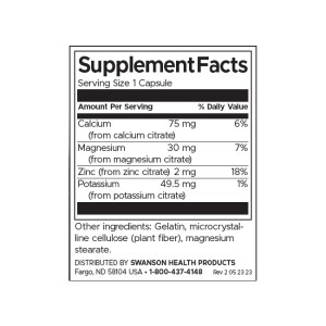 Mineral Citrate Complex - Calcium, Magnesium, Zinc, Potassium 60 капсули | Swanson