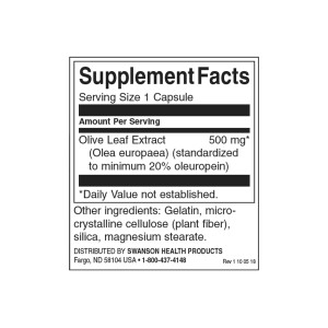 Olive Leaf Extract 500 мг 120 капсули | Swanson