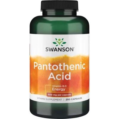 Pantothenic Acid 500 мг 250 капсули | Swanson Контролира нивата на холестерол Срещу различни стресови състояния Добро средство за понижаване нивата на триглицериди и холестерол Помага за обработката на ост Pantothenic Acid 500 мг 250 капсули | Swanson Кон