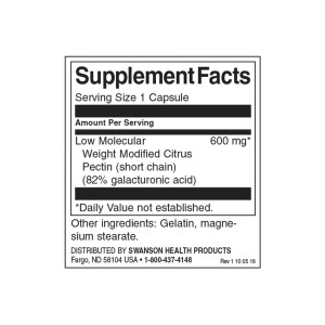 PectiPure Modified Citrus Pectin 600 мг 60 капсули | Swanson PectiPure Modified Citrus Pectin 600 мг 60 капсули | Swanson