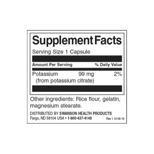 Potassium Citrate 99 мг 120 капсули | Swanson