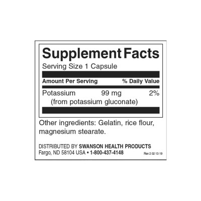 Potassium (Gluconate) 99 мг 250 капсули | Swanson За подсилване на Вашата имунна система Добро средство за поддържане на нужното количество течности в организма Предпазва от сърдечни проблеми, като регулира с Potassium (Gluconate) 99 мг 250 капсули | Swan