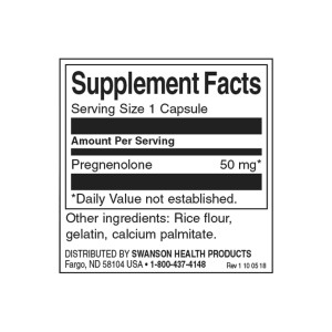 Pregnenolone Super Strength 50 мг 60 капсули | Swanson