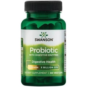 Probiotic with Digestive Enzymes 5 млрд. CFU 60 веге капсули | Swanson