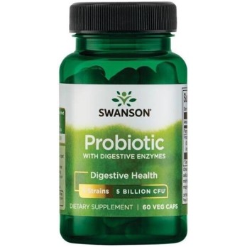 Probiotic with Digestive Enzymes 5 млрд. CFU 60 веге капсули | Swanson Probiotic with Digestive Enzymes 5 млрд. CFU 60 веге капсули | Swanson