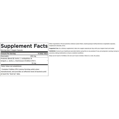 Probiotic with Digestive Enzymes 5 млрд. CFU 60 веге капсули | Swanson Probiotic with Digestive Enzymes 5 млрд. CFU 60 веге капсули | Swanson
