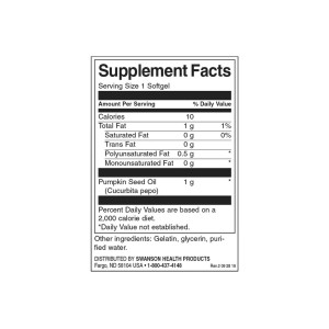 Pumpkin Seed Oil 1000 мг 100 гел-капсули | Swanson