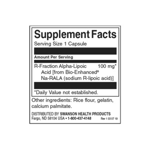 R-Fraction Alpha Lipoic Acid Double Strength 100 мг 60 капсули | Swanson