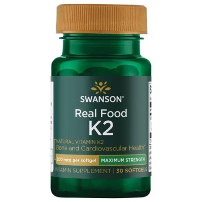 Real Food Vitamin K2 - Maximum Strength 200 мкг 30 гел-капсули | Swanson