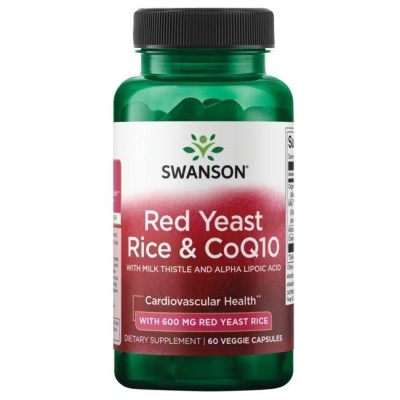 Red Yeast Rice & CoQ10 with Milk Thistle and Alpha Lipoic Acid 60 веге капсули | Swanson Red Yeast Rice & CoQ10 with Milk Thistle and Alpha Lipoic Acid 60 веге капсули | Swanson
