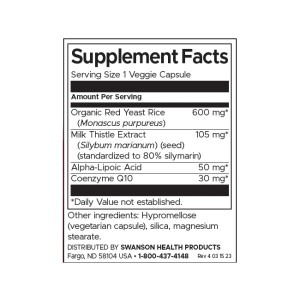 Red Yeast Rice & CoQ10 with Milk Thistle and Alpha Lipoic Acid 60 веге капсули | Swanson