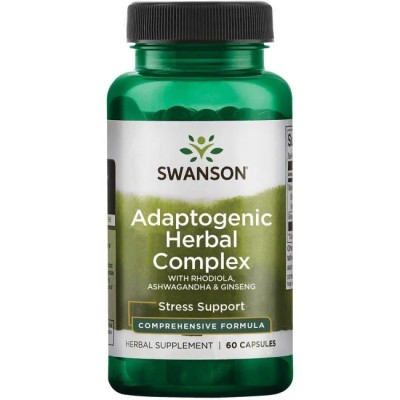 Rhodiola Ashwagandha Ginseng Complex 60 капсули | Swanson Съдържа девет адаптогенни билки  Помага за поддържане на здравословен отговор на стреса Поддържа здравословни нива на енергия  Нормализир Rhodiola Ashwagandha Ginseng Complex 60 капсули | Swanson С