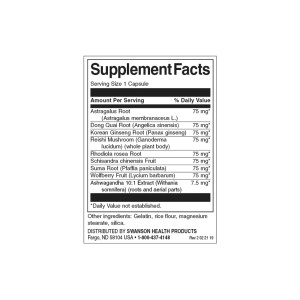 Rhodiola Ashwagandha Ginseng Complex 60 капсули | Swanson