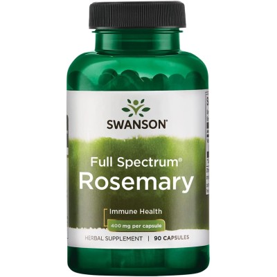 Rosemary 400 мг 90 капсули | Swanson Увеличава притока на кръв към мозъка Насърчава когнитивната активност Облекчава състоянието при възникнал стрес Стимулира енергията, като намалява чувството за умора Rosemary 400 мг 90 капсули | Swanson Увеличава прито