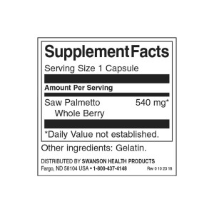 Saw Palmetto 540 мг 100 капсули | Swanson Saw Palmetto 540 мг 100 капсули | Swanson