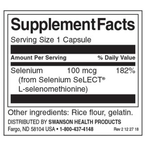 Selenium (L-Selenomethionine) 100 мкг 200 капсули | Swanson