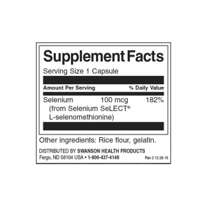 Selenium (L-Selenomethionine) 100 мкг 300 капсули | Swanson