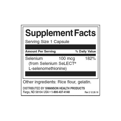 Selenium (L-Selenomethionine) 100 мкг 300 капсули | Swanson