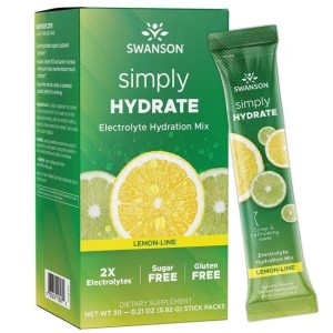 Simply HYDRATE Electrolyte Hydration Mix - Lemon-Lime 30 пакетчета | Swanson