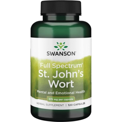 [St. Johns Wort 375 мг 120 капсули | Swanson Много подходящ за хора, подложени на ежедневен стрес и напрежение Срещу различни форми на депресия Добро средство за повишаване на настроението и положителните