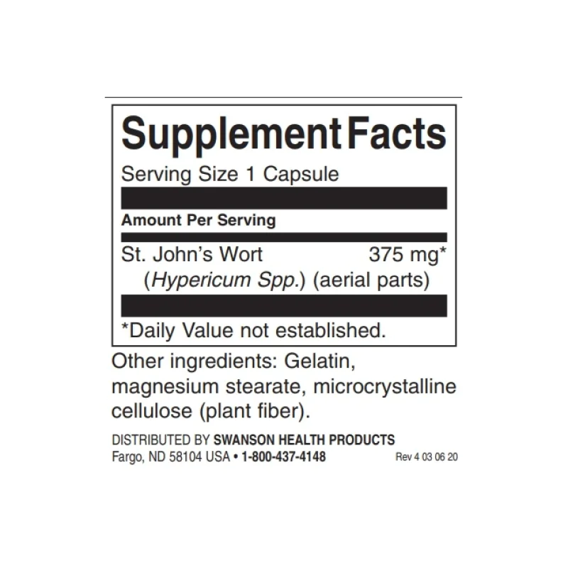St. Johns Wort 375 мг 120 капсули | Swanson St. [St. Johns Wort 375 мг 120 капсули | Swanson Много подходящ за хора, подложени на ежедневен стрес и напрежение Срещу различни форми на депресия Добро средство за повишаване на настроението и положителните