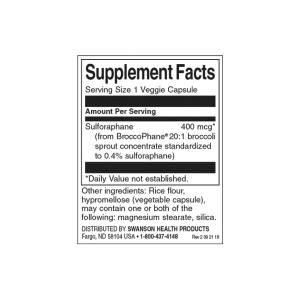Sulforaphane from Broccoli Sprout Extract 400 мкг 60 веге капсули | Swanson Sulforaphane from Broccoli Sprout Extract 400 мкг 60 веге капсули | Swanson