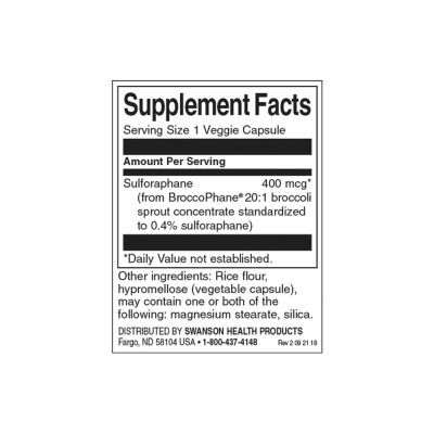 Sulforaphane from Broccoli Sprout Extract 400 мкг 60 веге капсули | Swanson