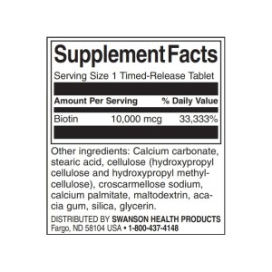 Timed-Release Biotin 10,000 мкг 60 таблетки | Swanson