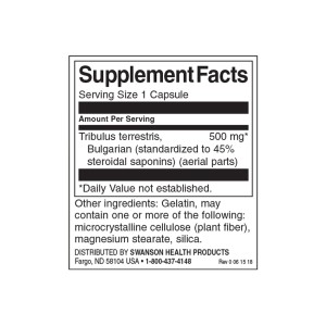 Tribulus Terrestris Extract 500 мг 60 капсули | Swanson