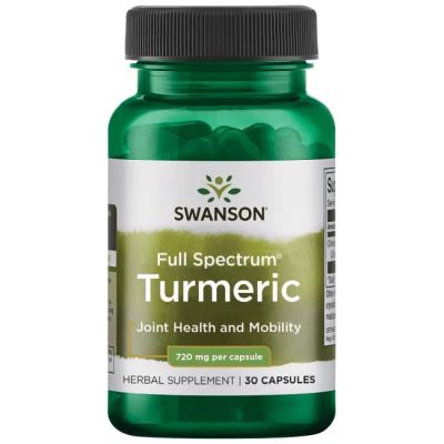 Turmeric 30/100/240 капсули | Swanson Подобрява движението, физическата функция и здравето на ставите Антиоксидантна подкрепа за неутрализиране на реактивните метаболити на кислорода Подпомага здравето на опо Turmeric 30/100/240 капсули | Swanson Подобряв