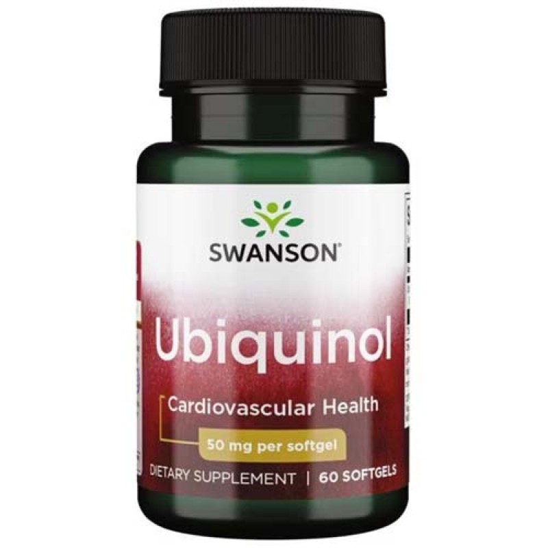 [Ubiquinol 50 мг 60 гел-капсули | Swanson Един от най-силните антиоксиданти Подпомага процеса на производство на енергия Предпазва сърцето и сърдечно-съдовата система Намалява умората Потиска стареенето