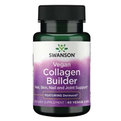 [Vegan Collagen Builder 60 веге капсули | Swanson Подпомага производството на колаген Намалява разграждането на еластин Доставя силициев диоксид, важен минерал за здравето на косата, кожата и ноктите Веган