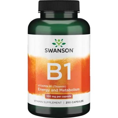 Vitamin B1 (Thiamin) 100 мг 250 капсули | Swanson Контролира енергийния метаболизъм Насърчава функцията на нервната система Проявява аналгетични свойства Поддържа здрава сърдечно-съдовата система Витами Vitamin B1 (Thiamin) 100 мг 250 капсули | Swanson Ко