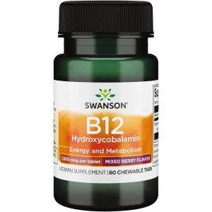Vitamin B12 Hydroxycobalamin - Mixed Berry Flavor 1000 мкг 60 дъвчащи таблетки | Swanson