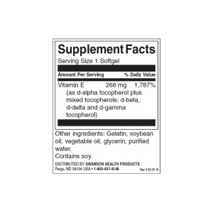 Vitamin E Mixed Tocopherols 400 IU 100 гел-капсули | Swanson