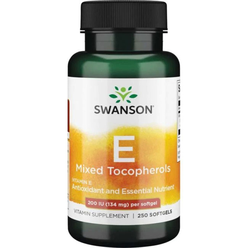 Vitamin E Mixed Tocopherols 200 IU 250 гел-капсули | Swanson