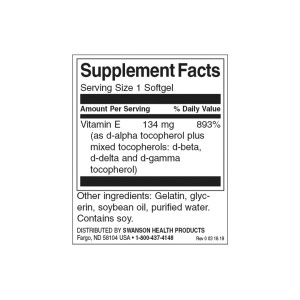 Vitamin E Mixed Tocopherols 200 IU 250 гел-капсули | Swanson