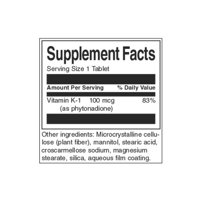 Vitamin K-1 100 мкг 100 таблетки | Swanson Поддържа развитието на костите и зъбите Подпомага кръвосъсирването Предотвратява кръвоизливи Витамин К-1 100 мкг 100 таблетки на топ цена от Swanson Какво з Vitamin K-1 100 мкг 100 таблетки | Swanson Поддържа раз
