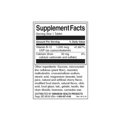 Vitamin Triple Action B-12 1000 мкг 90 Таблетки | Swanson Помага за насърчаване на здравословното кръвообращение Участва в производството на надбъбречни хормони, които участват в управлението на стреса Доприн Vitamin Triple Action B-12 1000 мкг 90 Таблетк