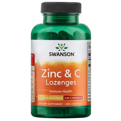 Zinc & C 200 подсладени таблетки | Swanson За подсилване на имунните защити Срещу различни инфекциозни състояния Бързодействащи таблетки с вкус на портокал и лимон Подходящ за вегетарианци Цинк и Ви Zinc & C 200 подсладени таблетки | Swanson За по