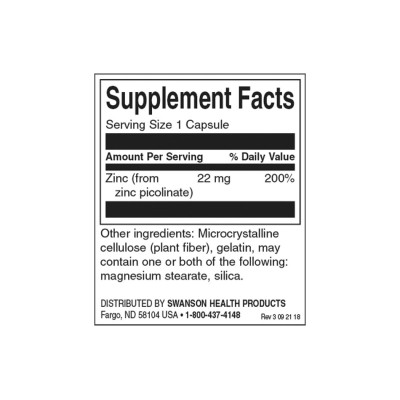 Zinc Picolinate 22 мг 60 капсули | Swanson