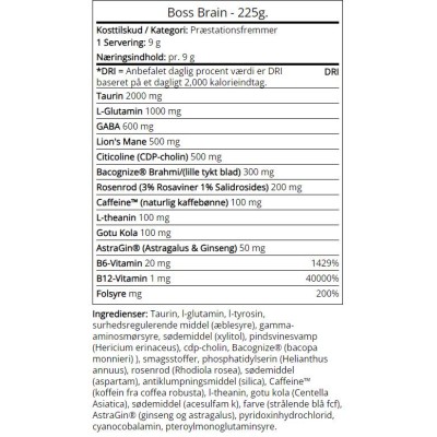 Boss Brain | Nootropic with Bacopa, Rhodiola & Lion's Mane - Мохито 225 г | SWEDISH Supplements
