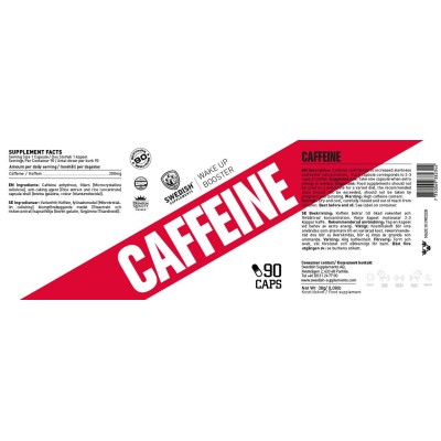 Caffeine 200 mg - 90 капсули | SWEDISH Supplements