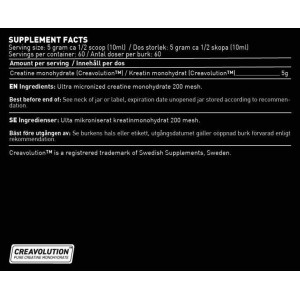 Creavolution™ | Performance Ultra Micronized Creatine Monohydrate 200 Mesh - Неовкусен 300 г | SWEDISH Supplements