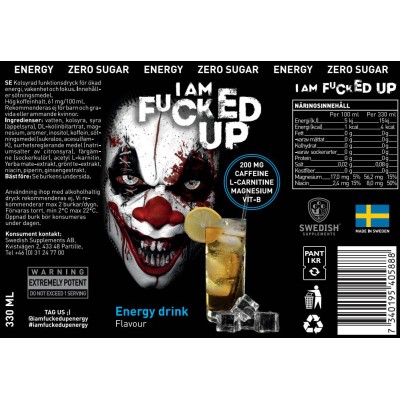 I am F#CKED UP JOKER | Energy Drink ~ Zero Sugar - Ябълка 330 мл | SWEDISH Supplements