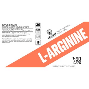L-Arginine 500 mg - 90 капсули | SWEDISH Supplements